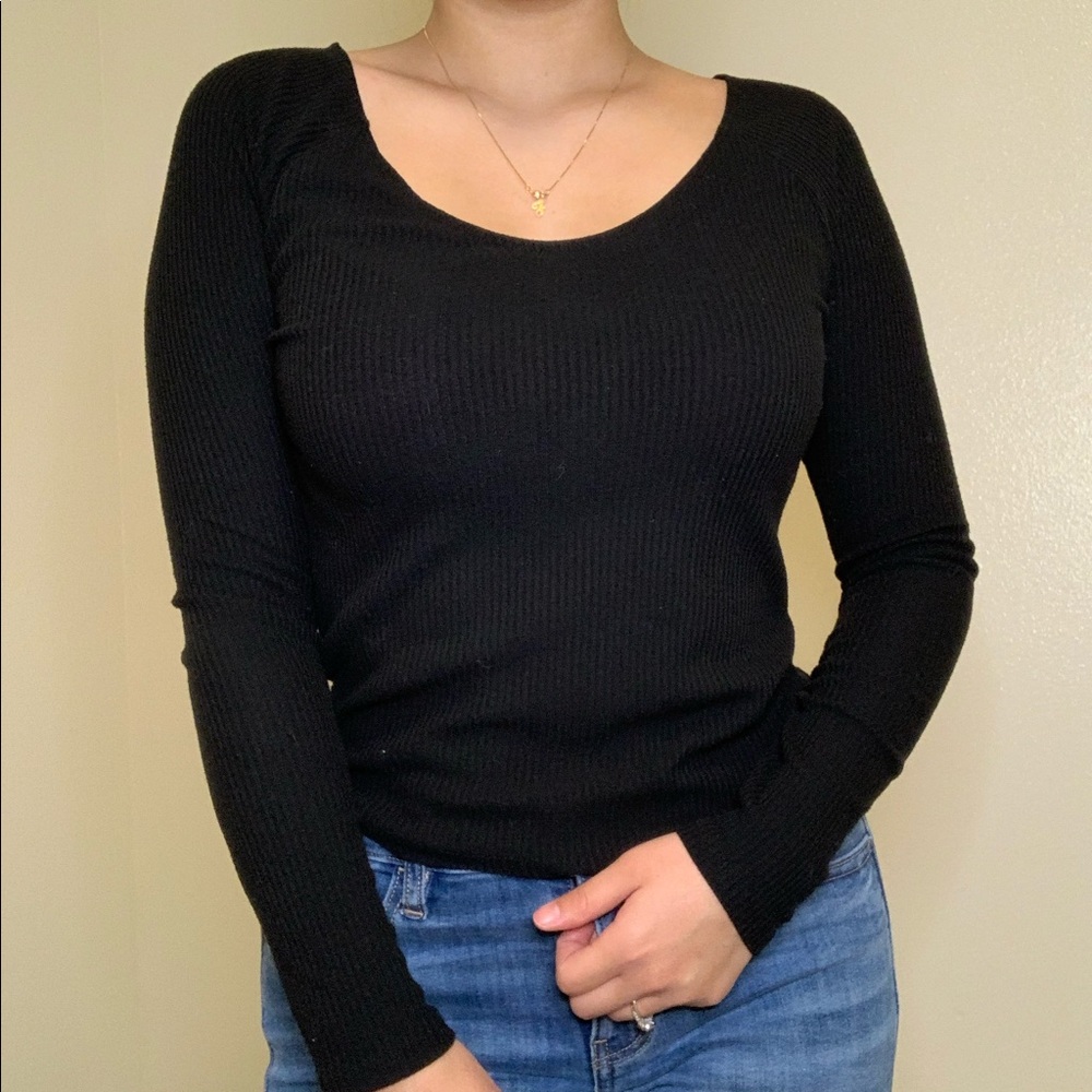 black ribbed long sleeve